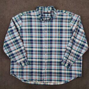 Ralph Lauren Oxford Shirt Big Mens 3XB Blue Plaid Long Sleeve Button Up Cotton